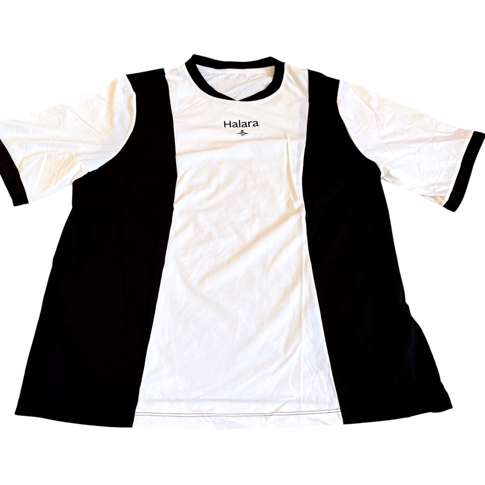 Halara Black White Colorblock Athletic Sporty T Shirt Top Womens Size‎ S NWT